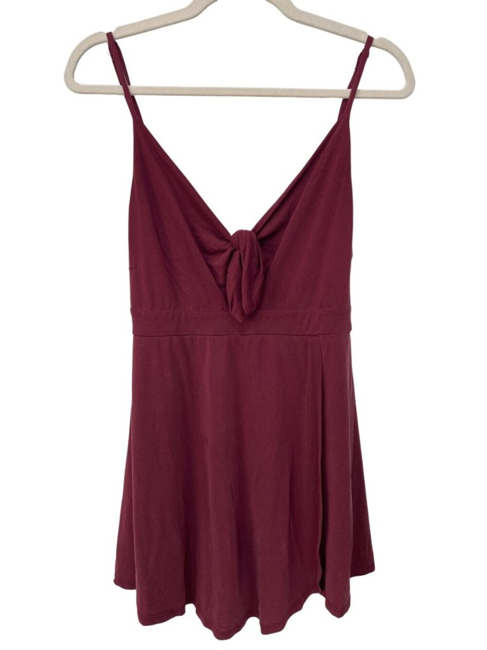L.A. Hearts Wrap Romper Large Sleeveless Tie Front Spaghetti Strap Burgundy Red